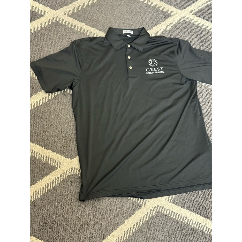 Peter Millar Shirt Mens Large Black Summer Comfort Golf Performance Polo Cars